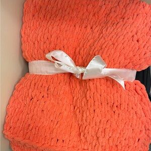 Cozy Orange Textured Blanket
